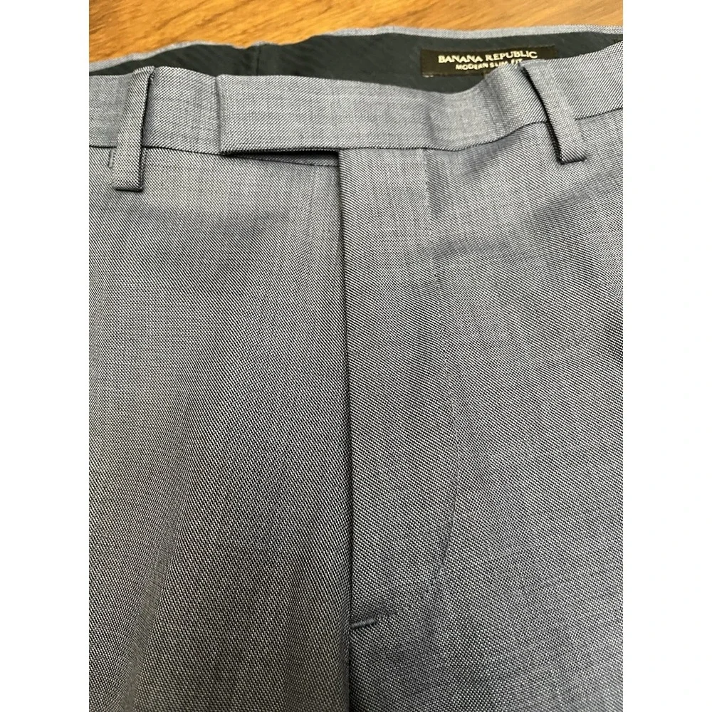 Banana Republic Marzotto Men's 33x34 Slim Fit Wool Dress Pants Gray Flat Front
